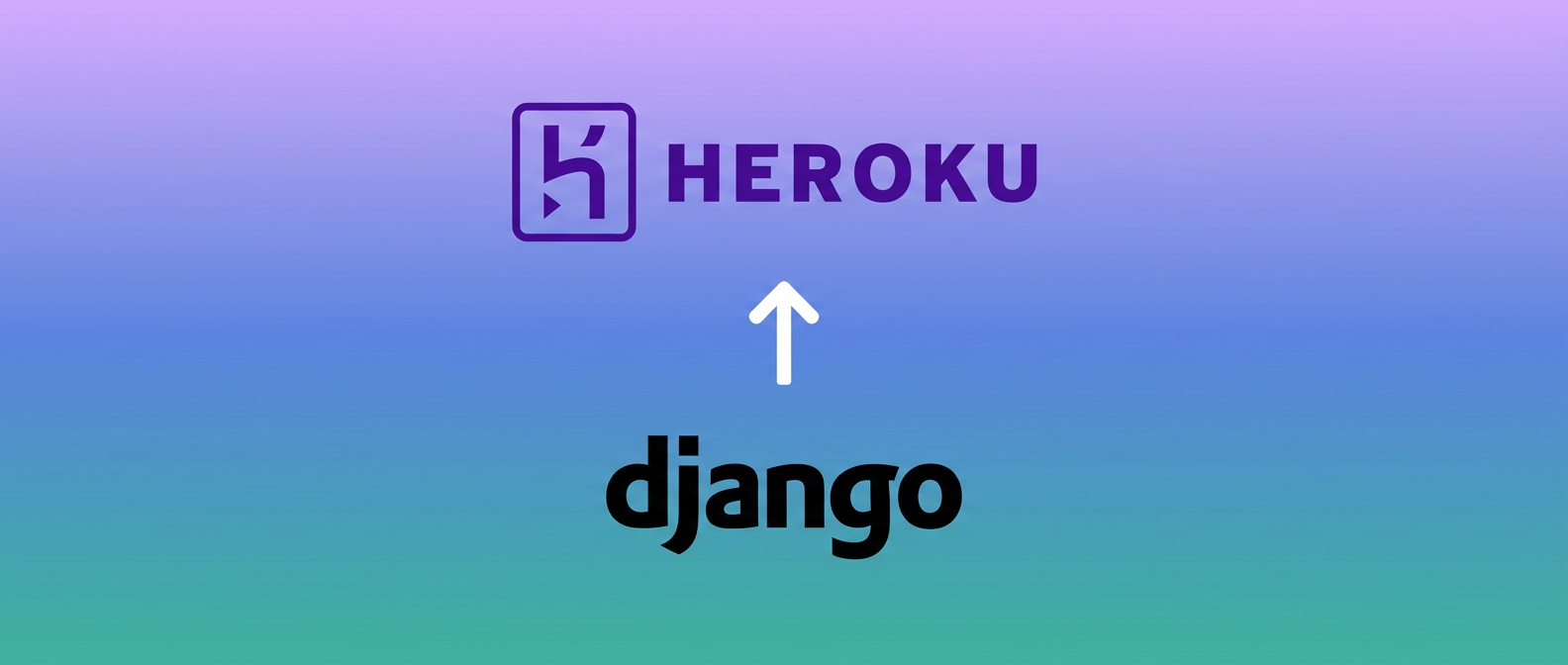 The Heroku logo above an upward arrow above the Django logo, representing a Django project deployed to Heroku